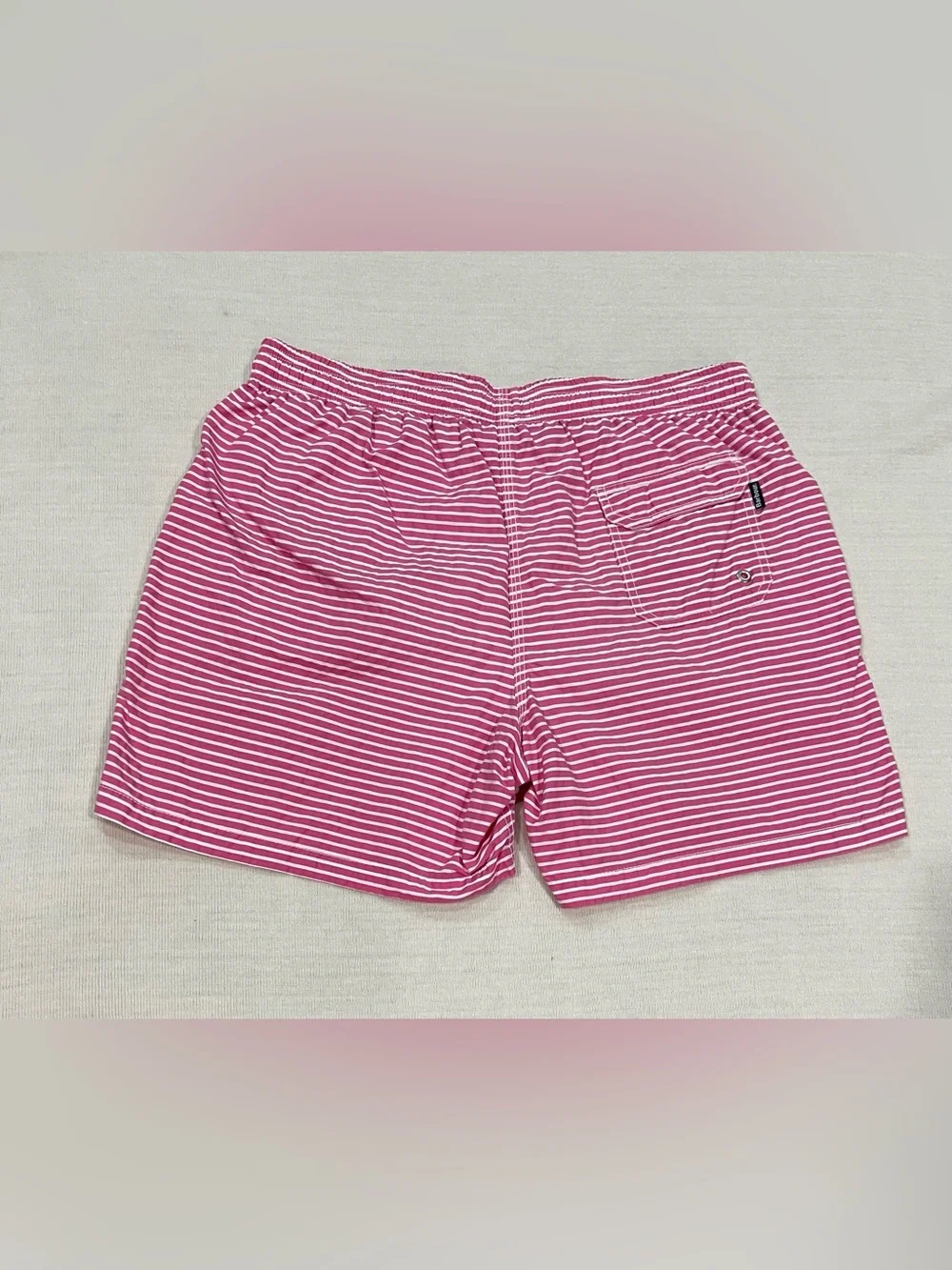 Barbour Milton Pink White Striped Swim Trunks Shorts Men's Size Large